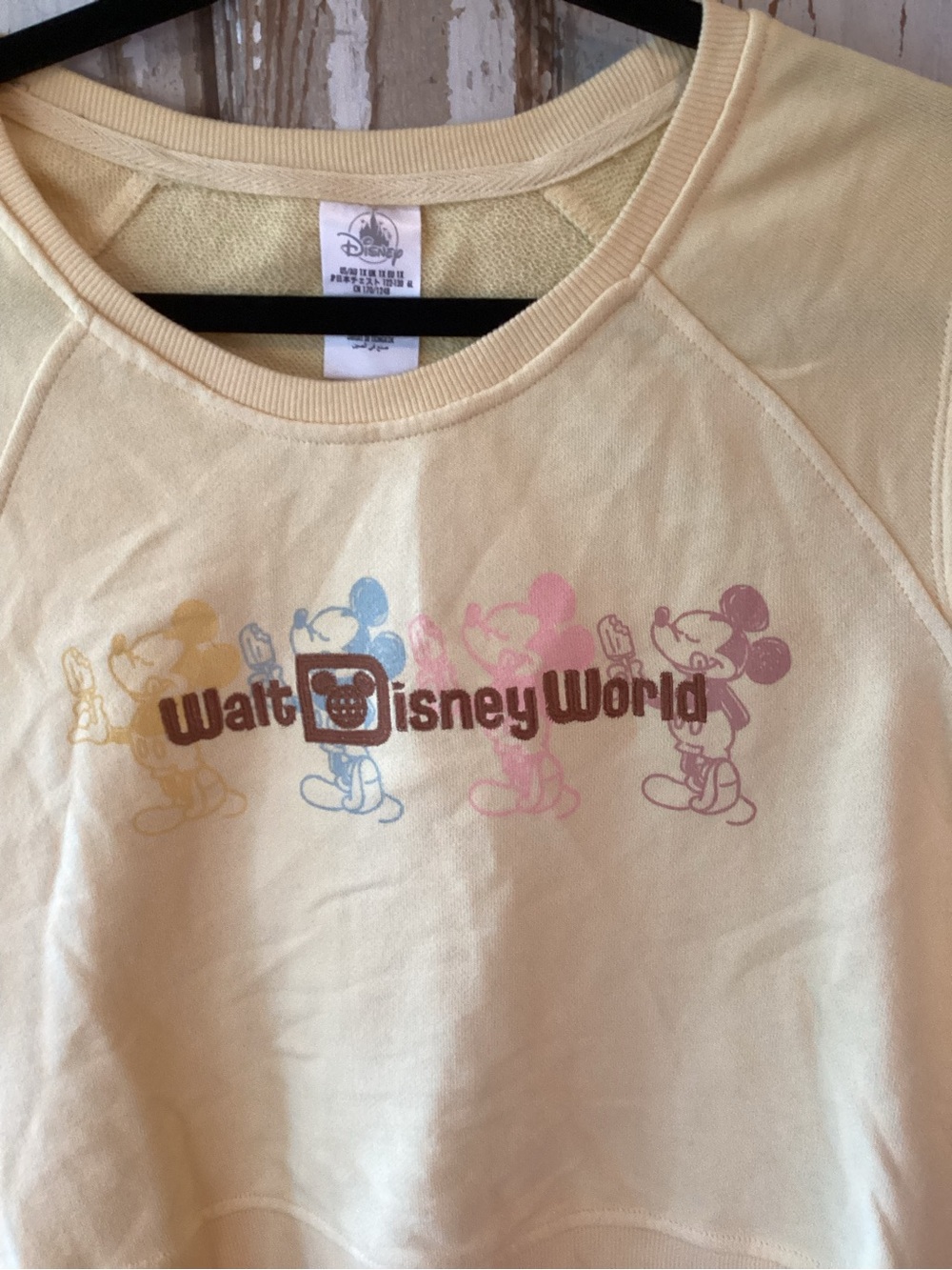 Disney Pale Yellow Ice Cream Mickey Crop Crewneck Sleeveless Sweatshirt Top -1X - Picture 2 of 10